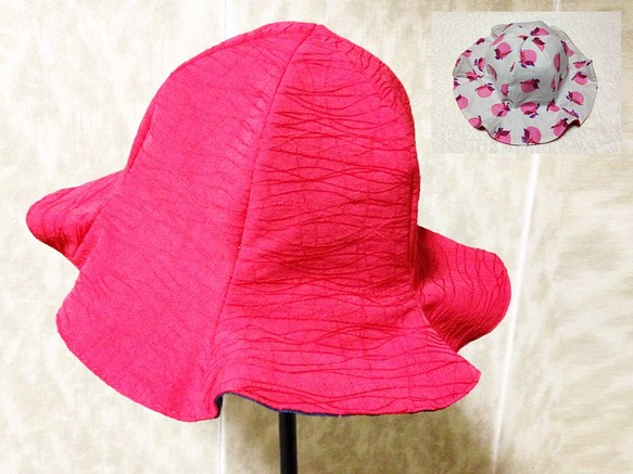兒童鬱金香帽子紅色水果×模式 第1張的照片
