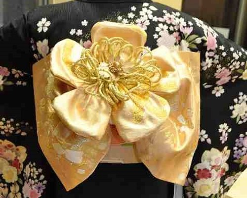 成人式、七五三の帯　ハンドメイド帯の豪華なシルバー桜花　オンリーワンオリジナル帯