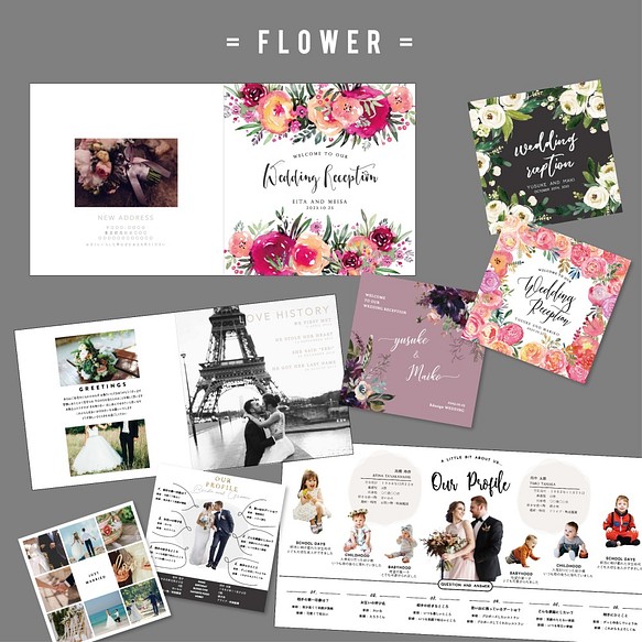 100種類のテンプレートから選べる♡8Pプロフィールブック【Flower】 ショップ