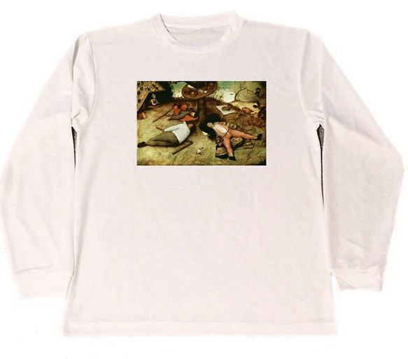 ピーテル・ブリューゲル　ドライ　Tシャツ　怠け者の天国　名画　絵画　グッズ　ロング　ロンT 1枚目の画像