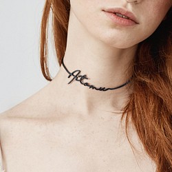 <Made-to-order>Lettering Leather Choker 第1張的照片