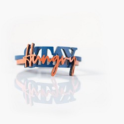 "Stay hungry" Lettering double Leather Bracelet 第1張的照片