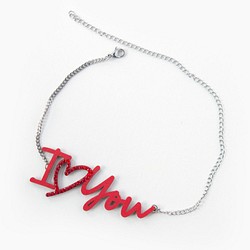 "I love you" Lettering Leather chain Choker 第1張的照片