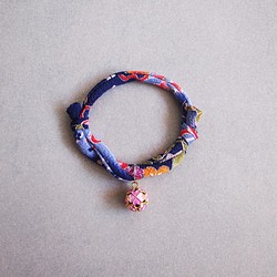 kimono dog collar & cat collar【Adjustable】indigo blue flower 1枚目の画像