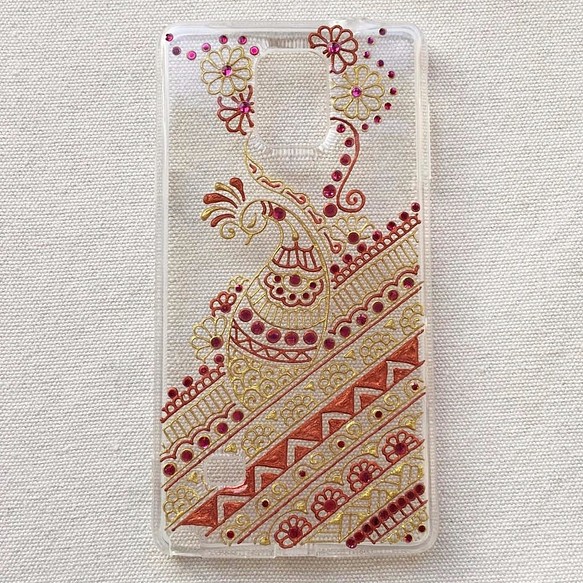Hand Painted Phone Case iPhone Henna Clear Case Mandala 1枚目の画像