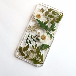 緑と白い：本物の花エンボス電話シェル押し花のphonecase 1枚目の画像