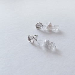 925純銀 原焠 原礦白水晶 珍珠 耳環 或 耳夾 一對 第1張的照片