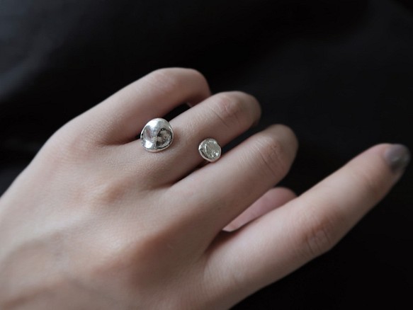 925純銀 圓原焠 開口式 指間戒 戒指 第1張的照片