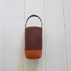 簡約輕便 飲料袋 / 水壺袋 / 小提袋 (棕色+妃紅) 第1張的照片