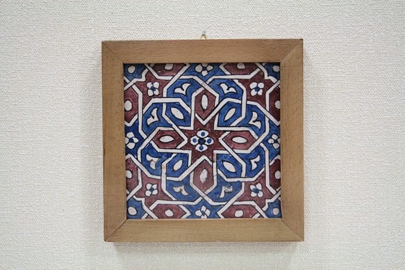 【値引済】￥5940→￥4158【タイル額・大③】モロッコ　手描き　ハンドメイド　インテリア 1枚目の画像