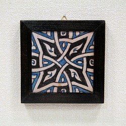 【値引済】￥4860→￥3402【タイル額・小④】モロッコ　手描き　ハンドメイド　インテリア 1枚目の画像