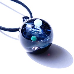 神秘的な小宇宙の世界 2種類のオパール ＆ 隕石入り ガラス ペンダント 宇宙 1枚目の画像