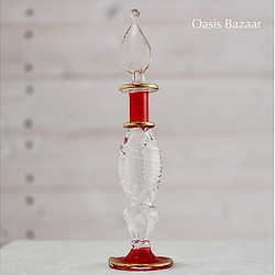 GOLD［Sサイズ］エジプトガラス香水瓶 パフュームボトル アロマオイル　レッド 1枚目の画像