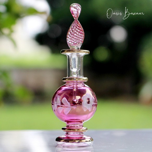 ミニサイズ エジプトガラス香水瓶 再入荷 パフュームボトル ショッピング ピンク アロマオイル