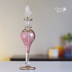 《Big SALE！》GOLD［Sサイズ］エジプトガラス香水瓶 パフュームボトル アロマオイル ピンク 1枚目の画像