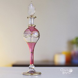 《Big SALE！》22K GOLD［Sサイズ］エジプトガラス香水瓶 パフュームボトル アロマオイル ピンク 1枚目の画像