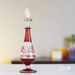 エジプトガラス香水瓶 パフュームボトル アロマオイル　レッド 1枚目の画像