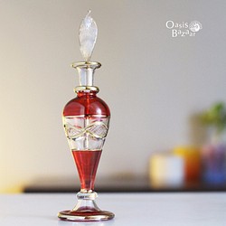 《SALE！》22K GOLD［Sサイズ］エジプトガラス香水瓶 パフュームボトル アロマオイル レッド 1枚目の画像