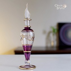 ［Sサイズ］エジプトガラス香水瓶 パフュームボトル アロマオイル パープル 1枚目の画像