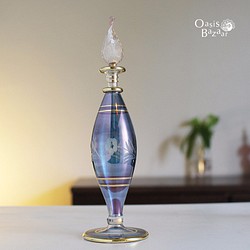 ［Mサイズ］エジプトガラス香水瓶 パフュームボトル アロマオイル ブルー 1枚目の画像