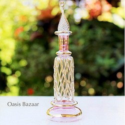 22K GOLD［Sサイズ］エジプトガラス香水瓶 パフュームボトル アロマオイル ピンク 1枚目の画像
