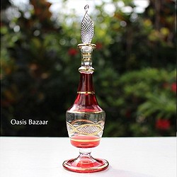 22K GOLD［MSサイズ］エジプトガラス香水瓶 パフュームボトル アロマオイル　レッド 1枚目の画像