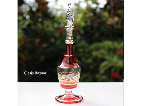 22K GOLD［MSサイズ］エジプトガラス香水瓶 パフュームボトル アロマオイル　レッド 1枚目の画像