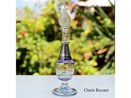 22K GOLD［MSサイズ］エジプトガラス香水瓶 パフュームボトル アロマオイル ブルー 1枚目の画像