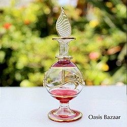 22K GOLD［Sサイズ］エジプトガラス香水瓶 パフュームボトル アロマオイル　レッド 1枚目の画像