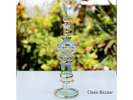 22K GOLD［MSサイズ］エジプトガラス香水瓶 パフュームボトル アロマオイル グリーン 1枚目の画像