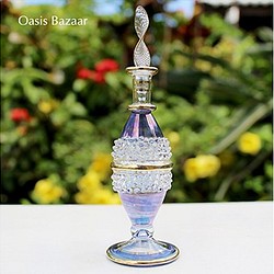 22K GOLD［Sサイズ］エジプトガラス香水瓶 パフュームボトル アロマオイル ブルー 1枚目の画像