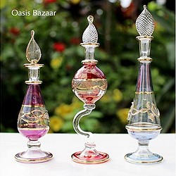 ［送料無料］エジプトガラス香水瓶 パフュームボトル アロマオイル アロマディフューザー 3本セット 1枚目の画像