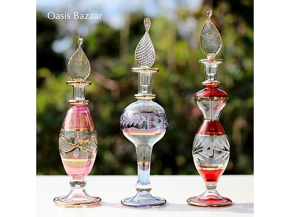 ［送料無料］エジプトガラス香水瓶 パフュームボトル アロマオイル アロマディフューザー 3本セット 1枚目の画像