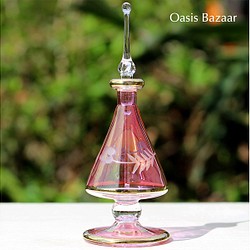 GOLD［Sサイズ］エジプトガラス香水瓶 パフュームボトル アロマオイル ピンク 1枚目の画像