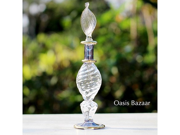 GOLD［Sサイズ］エジプトガラス香水瓶 パフュームボトル アロマオイル ブルー 1枚目の画像