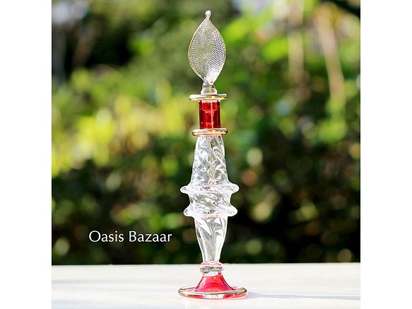 GOLD［Sサイズ］エジプトガラス香水瓶 パフュームボトル アロマオイル　レッド 1枚目の画像