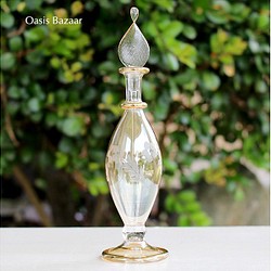 GOLD［MSサイズ］エジプトガラス香水瓶 パフュームボトル アロマオイル イエロー 1枚目の画像