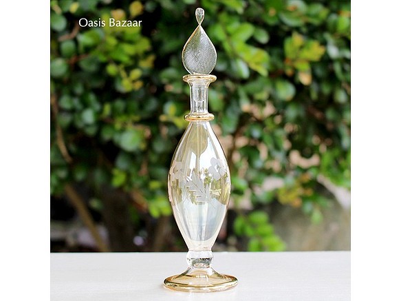 GOLD［MSサイズ］エジプトガラス香水瓶 パフュームボトル アロマオイル イエロー 1枚目の画像
