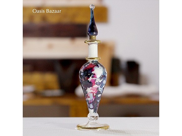 22K GOLD［Sサイズ］エジプトガラス香水瓶 パフュームボトル アロマオイル ミックス 1枚目の画像