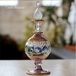 GOLD［Sサイズ］エジプトガラス香水瓶 パフュームボトル アロマオイル パープル 1枚目の画像