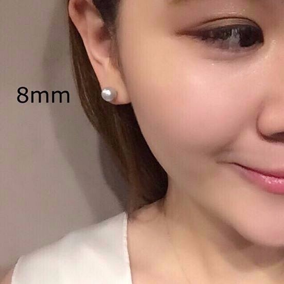 棉珍珠耳環粉色8mm-純銀耳針式 第1張的照片