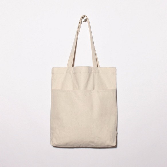 1day1bag POPULAR Canvas Tote with Pockets (Natural White) 1枚目の画像
