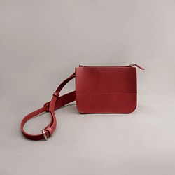 Etta伊特 真皮 隨身小包 側背包 斜背包 / 棗紅色 植鞣革 / 手工包 第1張的照片