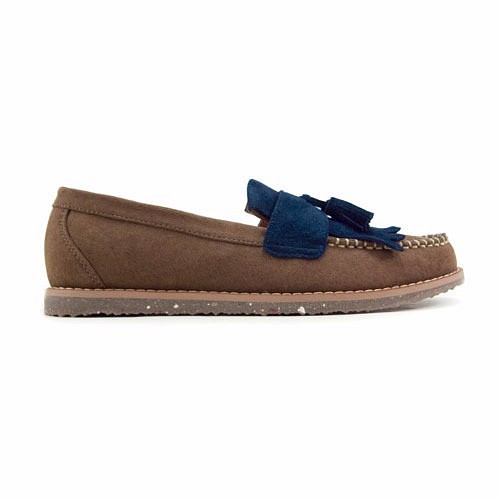 Classic Vintage Moccasin Tassel Loafers M1109A BrownNavy 第1張的照片