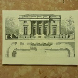 マリーアントワネットのプチ トリアノン宮殿の外観の建築パース (写真アリ) 。A3サイズ   F-24 1枚目の画像