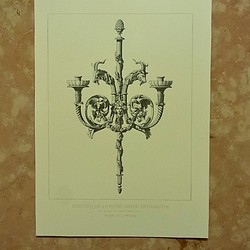 フォンテーヌブロー宮殿のマリー アントワネットの化粧部屋のブラケット燭台のデザイン 。A3 サイズ     F- 45 1枚目の画像