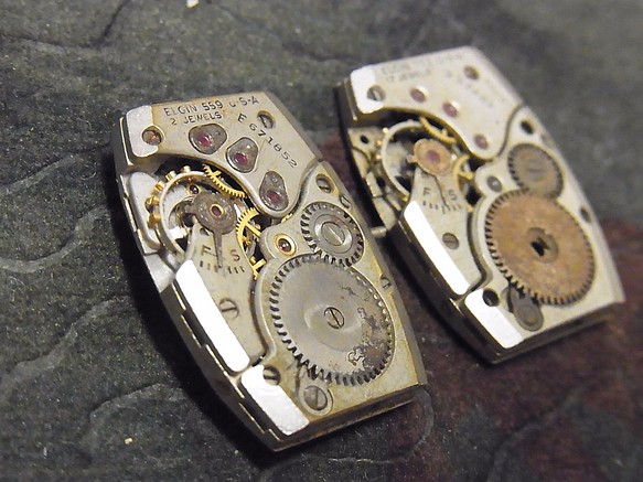 本物志向。古いエルジン社の腕時計のジャンク品２点セットです。 JW -193 1枚目の画像