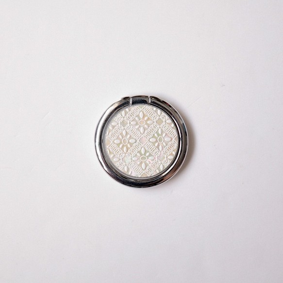 天然貝殼★花菱（智能手機環/沙坑環）|珍珠母藝術|360度旋轉 第1張的照片