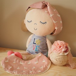 手工製作 粉色小鴨嬰兒圍兜口水巾嬰兒髮帶及媽媽髮帶親子禮物套裝 第1張的照片