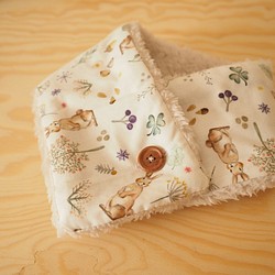 手作啡色小兔圖案 保暖圍巾 可做嬰兒小孩成人尺寸 第1張的照片
